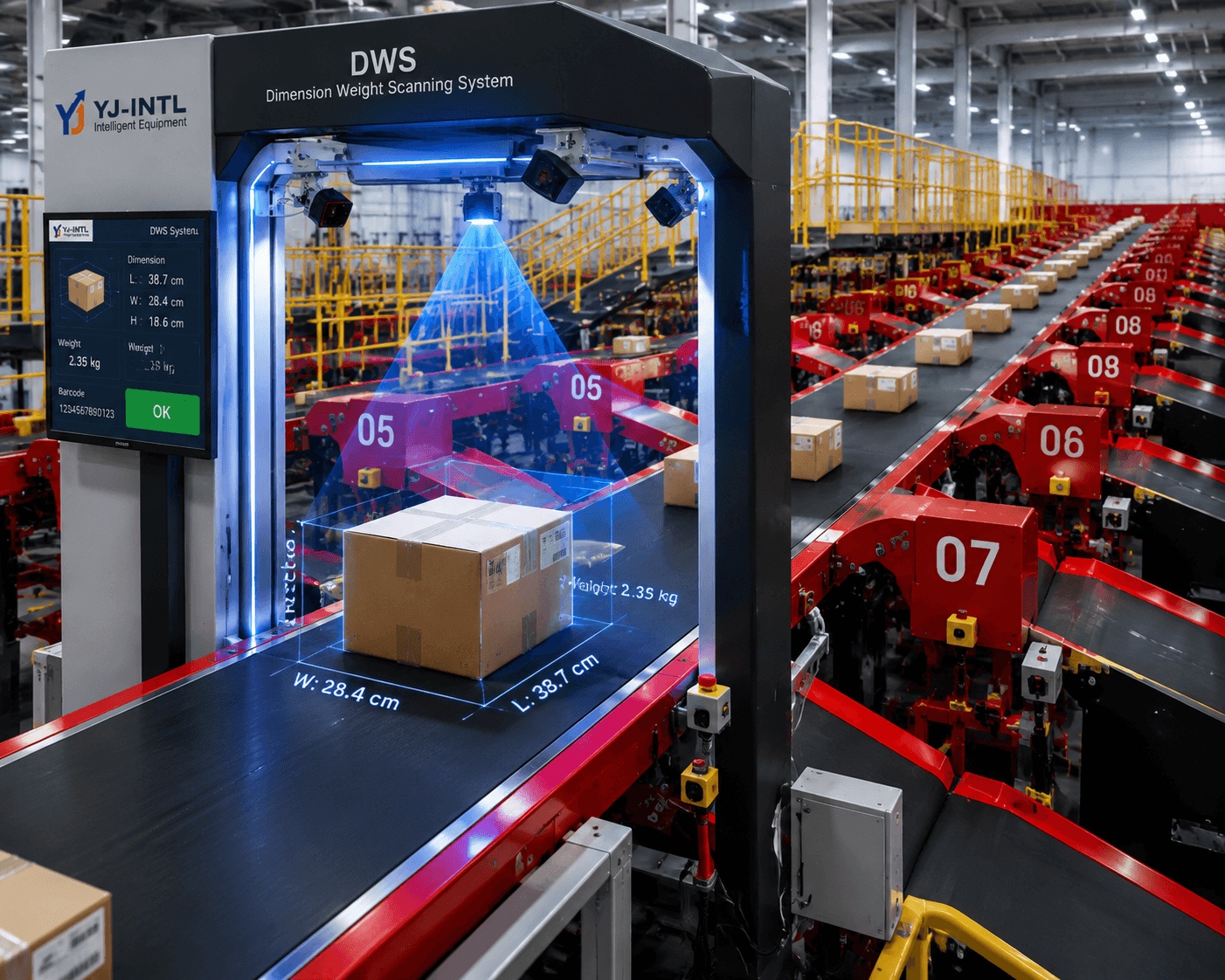 DWS dimension weight scanning system integrated with parcel sorter (1).png