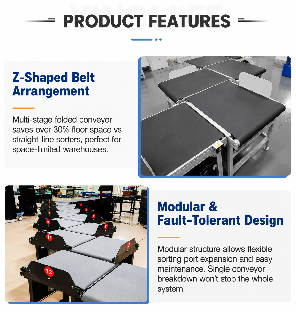 Z-Type Sorter Logistics Warehouse features