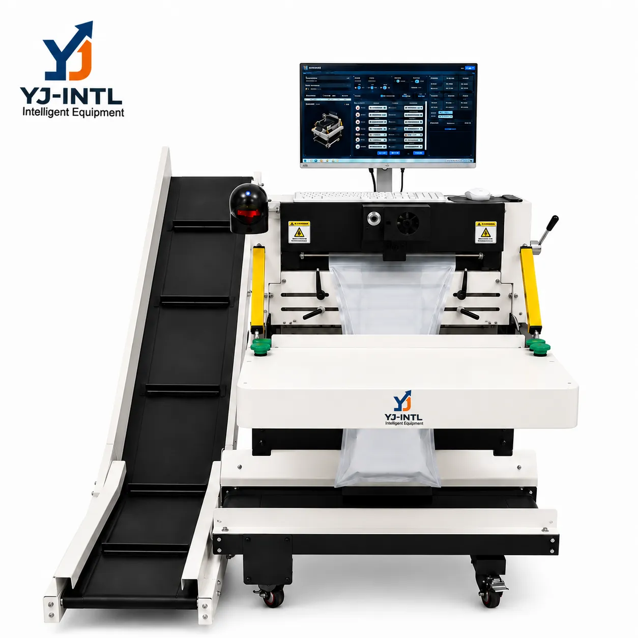 YJ-60P E-commerce Auto Bagger with Printer and Conveyor Machine
