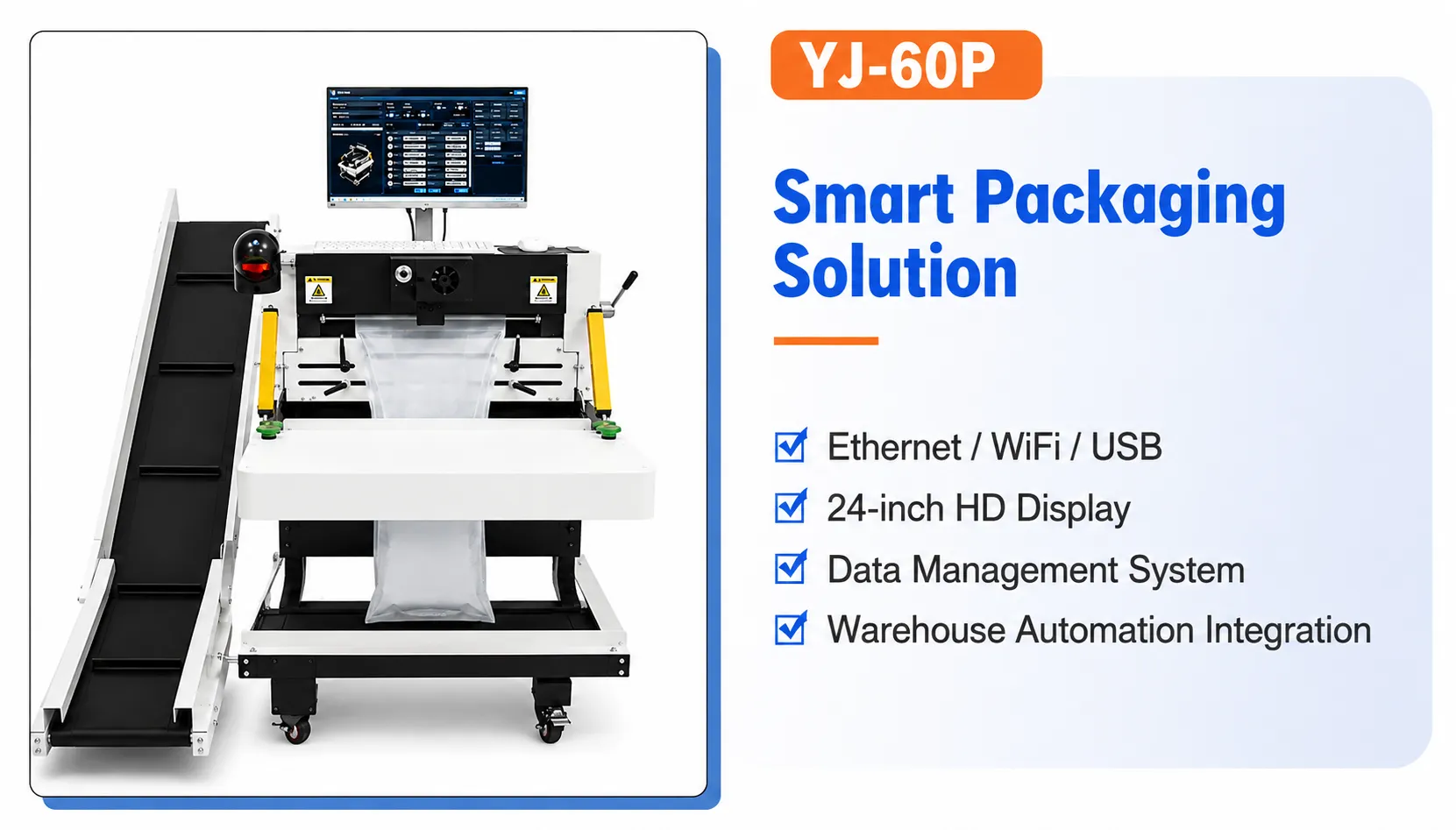 YJ-60P E-commerce Auto Bagger with Printer and Conveyor Machine