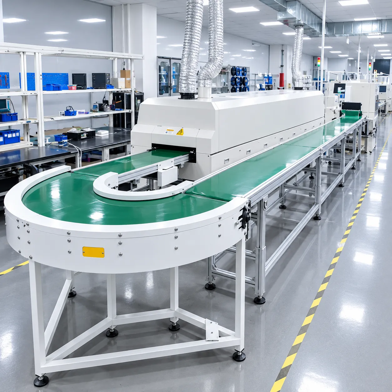 knife-edge curved conveyor
