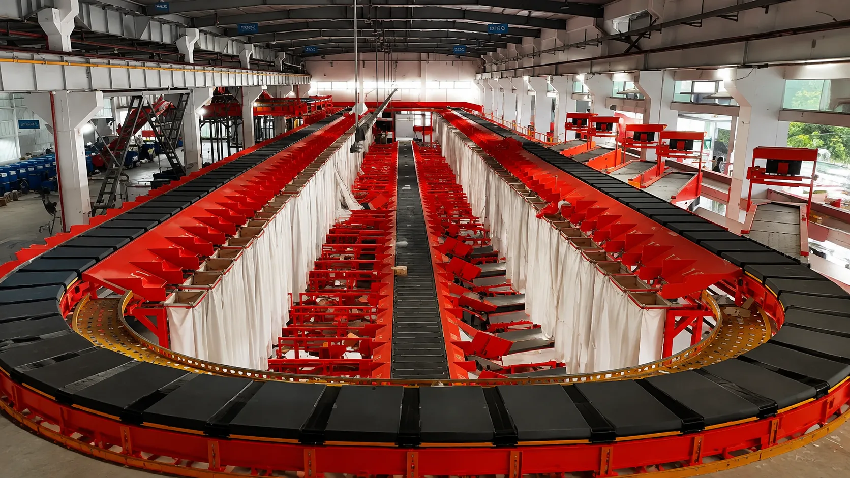 Double-level loop sorter using vertical warehouse space