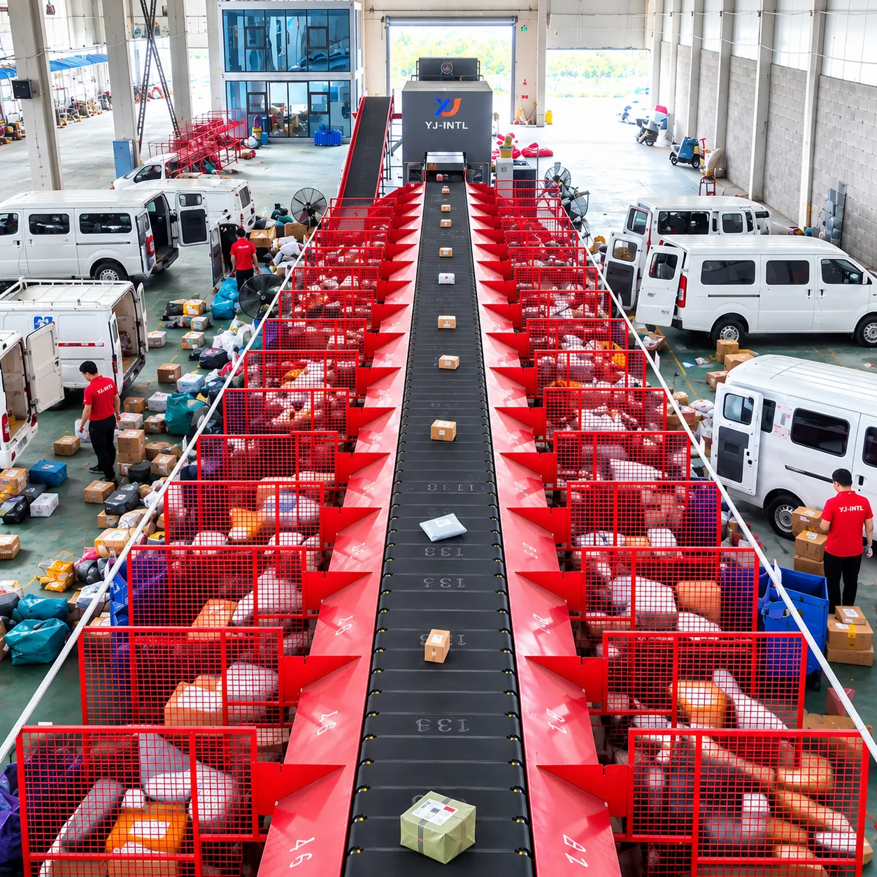 Dual-Side Narrow Belt Sorter for Express Hubs