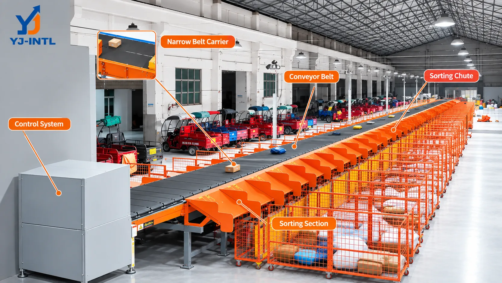 automated parcel sorting system Structure