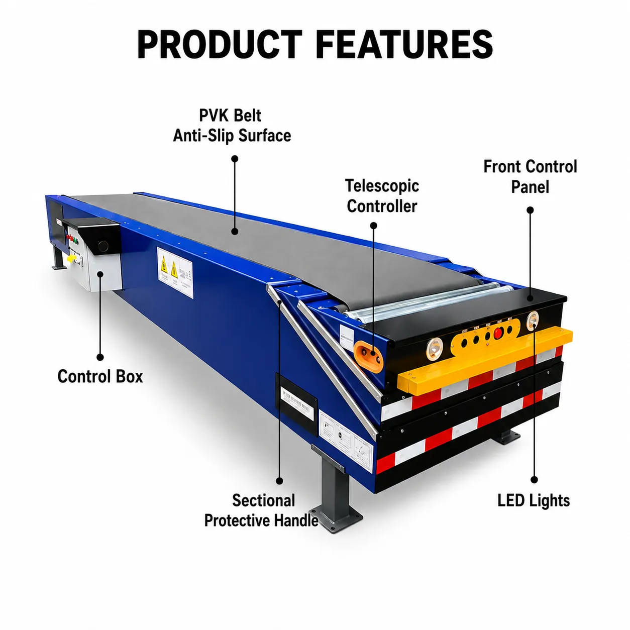 YJ-INTL three-section telescopic belt conveyor for truck loading