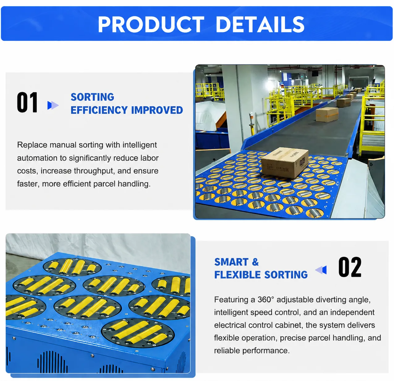 Stable Parcel Transfer on Swivel Wheel Sorter
