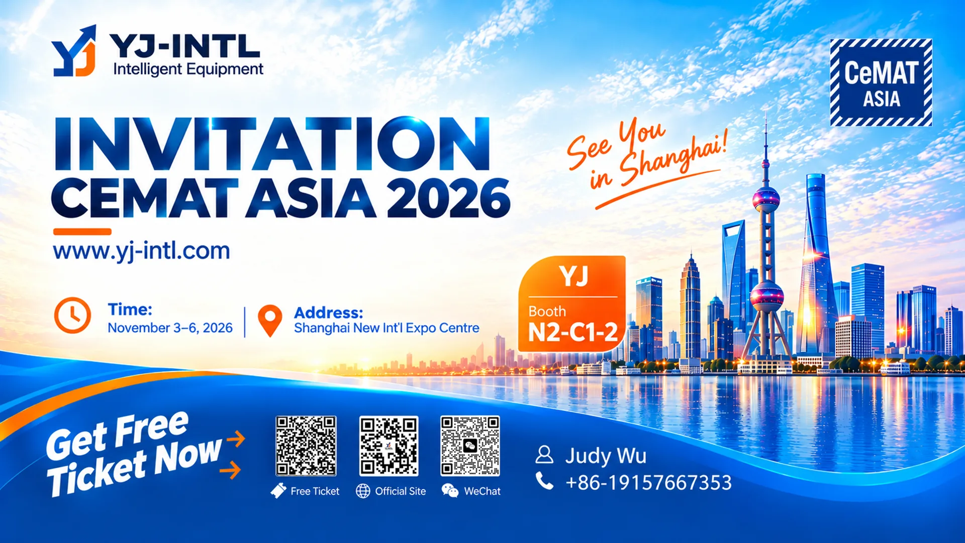 Meet YJ-INTL at CeMAT ASIA 2026 in Shanghai